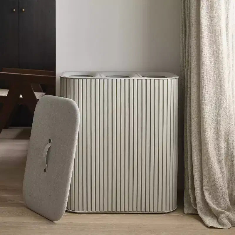 Panier à linge en bambou avec compartiments