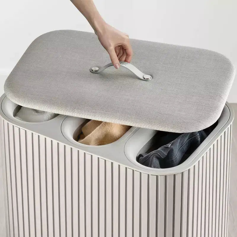 Panier à linge en bambou avec compartiments