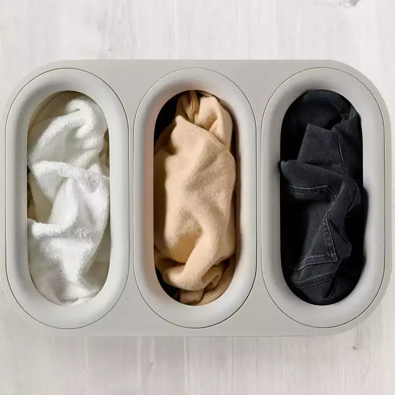 Panier à linge en bambou avec compartiments