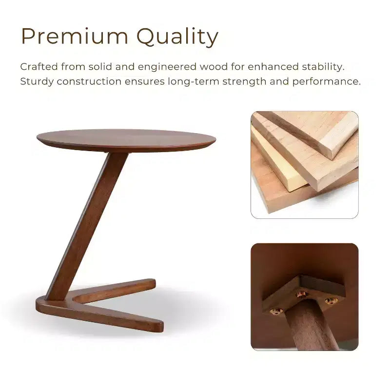 Table d'appoint moderne avec chaise noyer