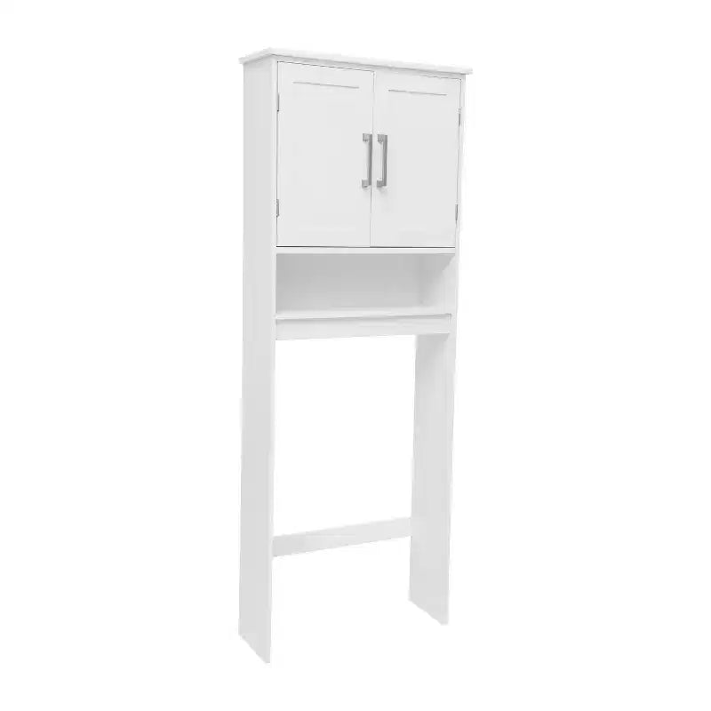 Emma and Oliver Over the Toilet Cabinet Storage Bathroom Organizer with In-Cabinet Adjustable Shelf Open Lower Shelf and Dual Magnetic Closure Doors