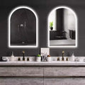 Miroir de salle de bain arqué avec éclairage LED et fonction anti-buée