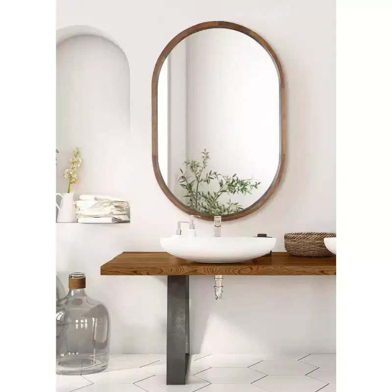 Miroir mural encadré de bois