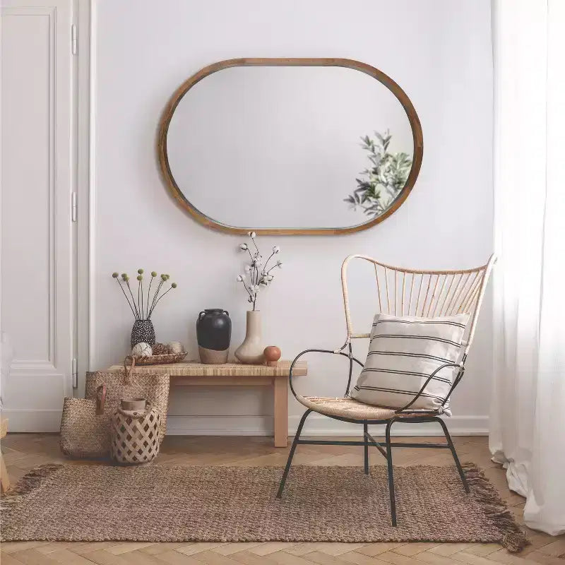Miroir mural encadré de bois