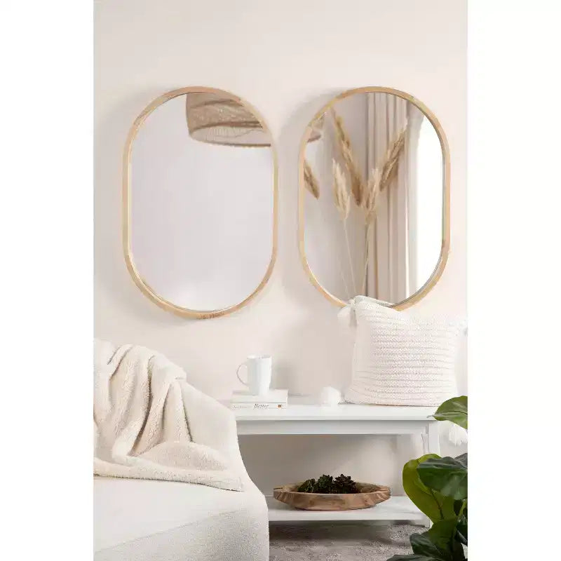 Miroir mural encadré de bois