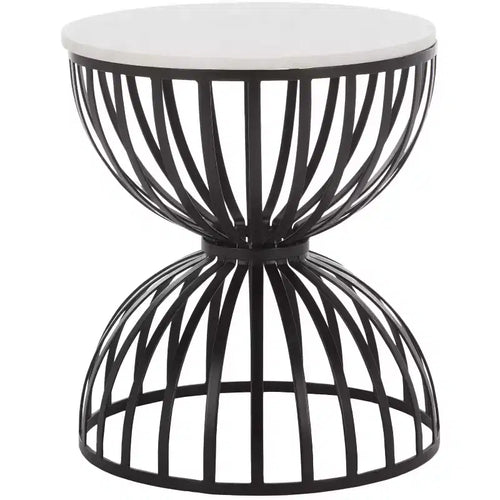 Tissaia Round Accent Table - ACC4616A - White Marble/Black - Safavieh