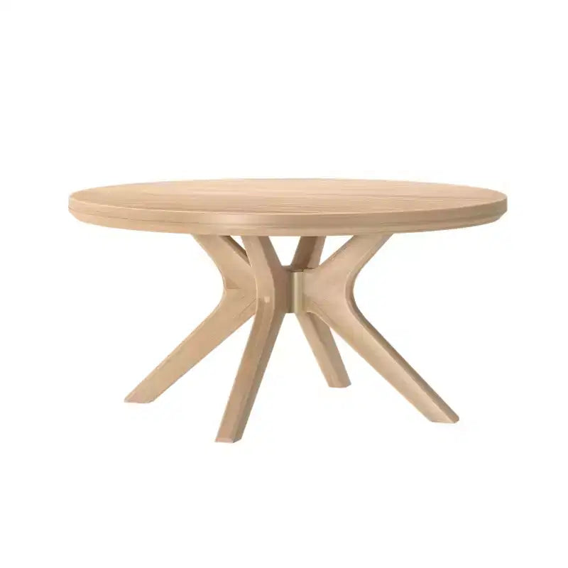 Table basse ronde à pieds croisés en bois massif