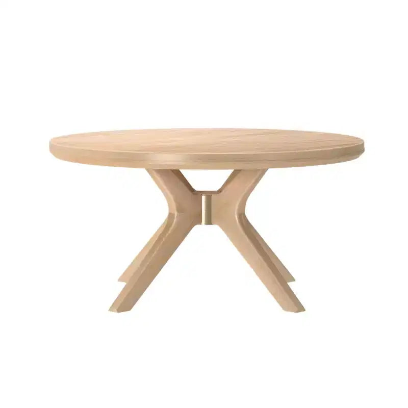 Table basse ronde à pieds croisés en bois massif