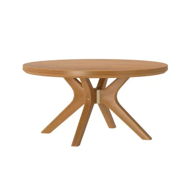 Table basse ronde à pieds croisés en bois massif