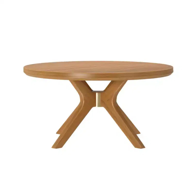 Table basse ronde à pieds croisés en bois massif