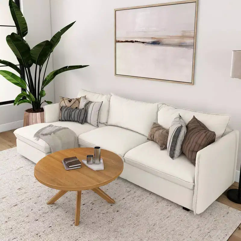 Table basse ronde à pieds croisés en bois massif
