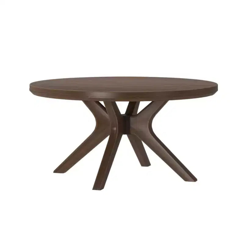 Table basse ronde à pieds croisés en bois massif