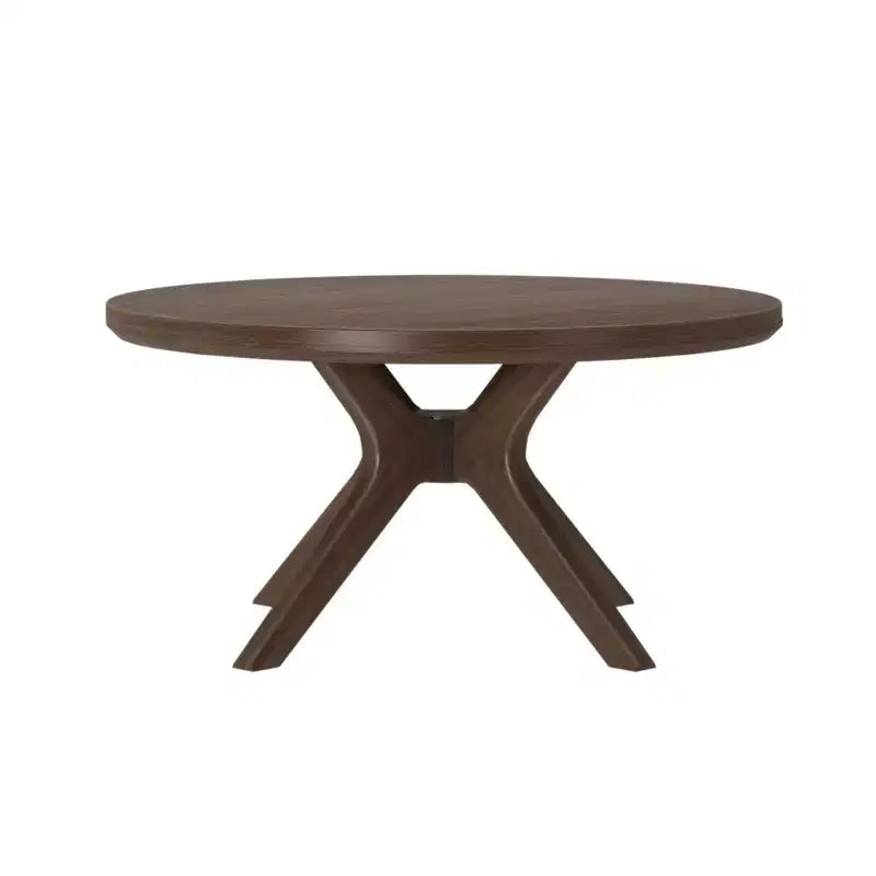 Table basse ronde à pieds croisés en bois massif