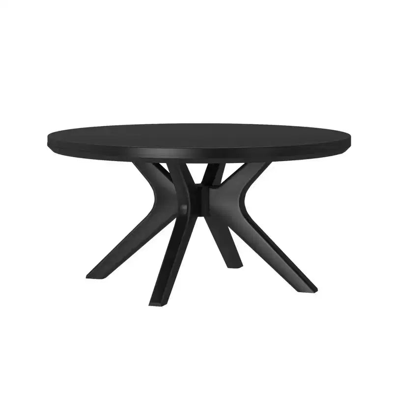 Table basse ronde à pieds croisés en bois massif