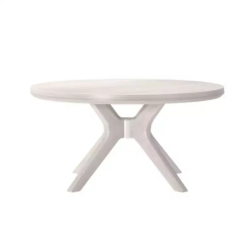 Table basse ronde à pieds croisés en bois massif