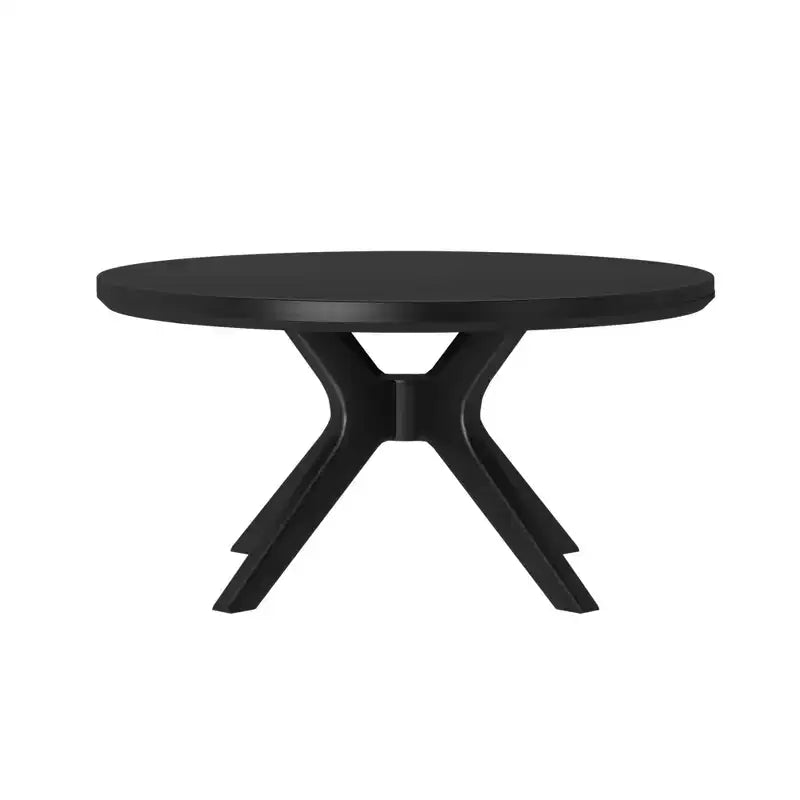 Table basse ronde à pieds croisés en bois massif
