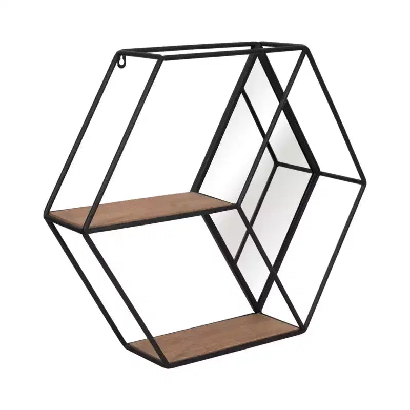 Étagère murale miroir hexagonale