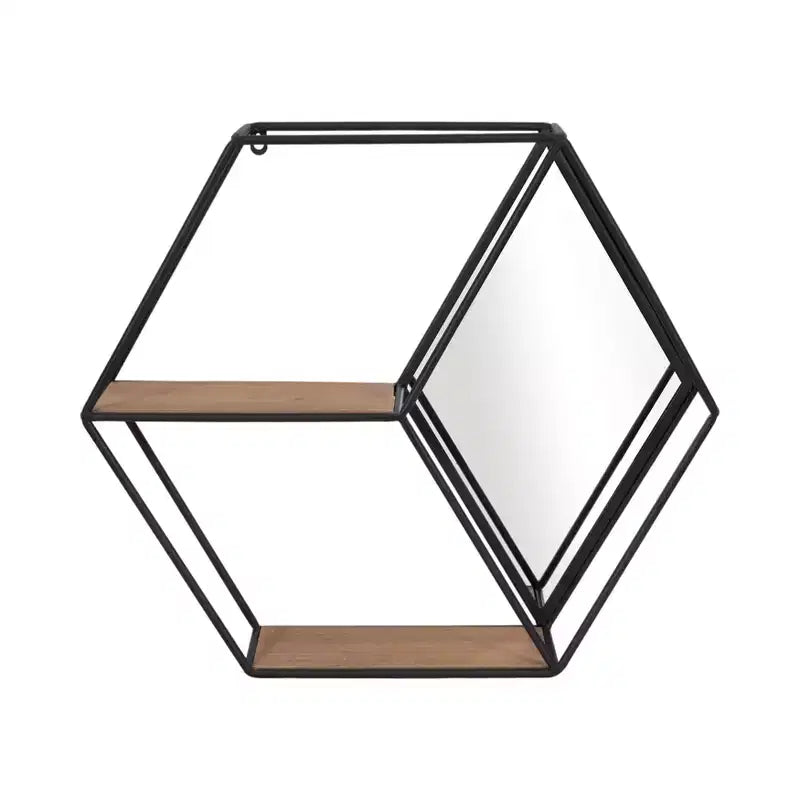 Étagère murale miroir hexagonale