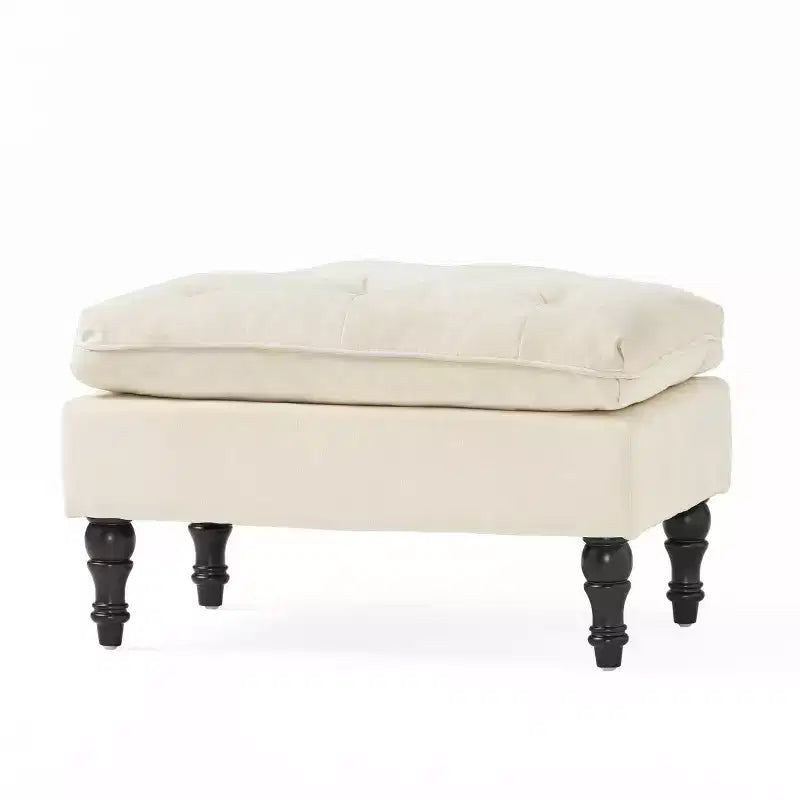 Ottoman contemporain en tissu capitonné avec coussin supérieur intégré