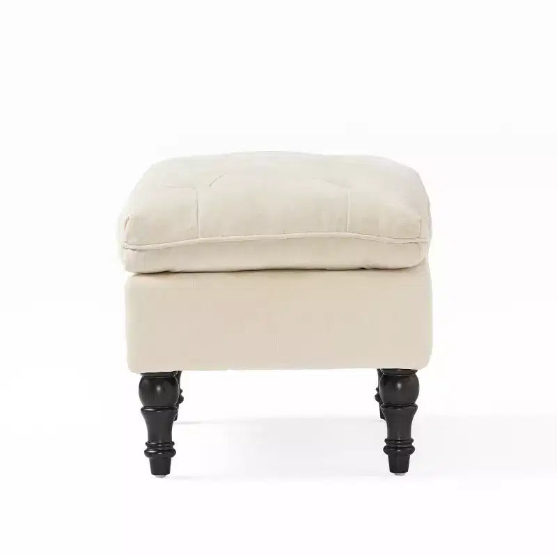 Ottoman contemporain en tissu capitonné avec coussin supérieur intégré