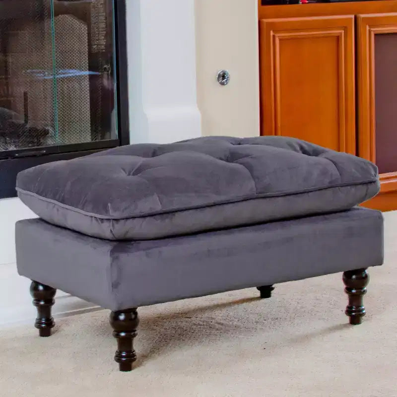 Ottoman contemporain en tissu capitonné avec coussin supérieur intégré