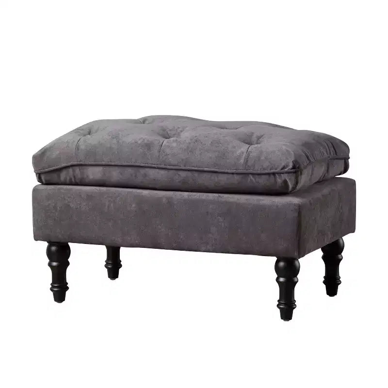 Ottoman contemporain en tissu capitonné avec coussin supérieur intégré