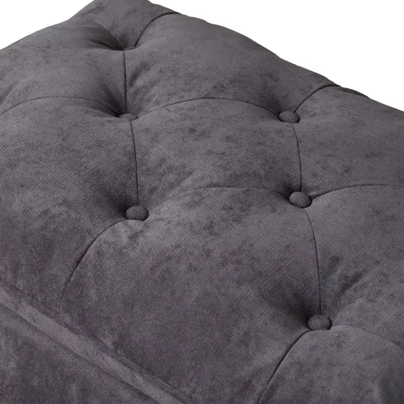 Ottoman contemporain en tissu capitonné avec coussin supérieur intégré