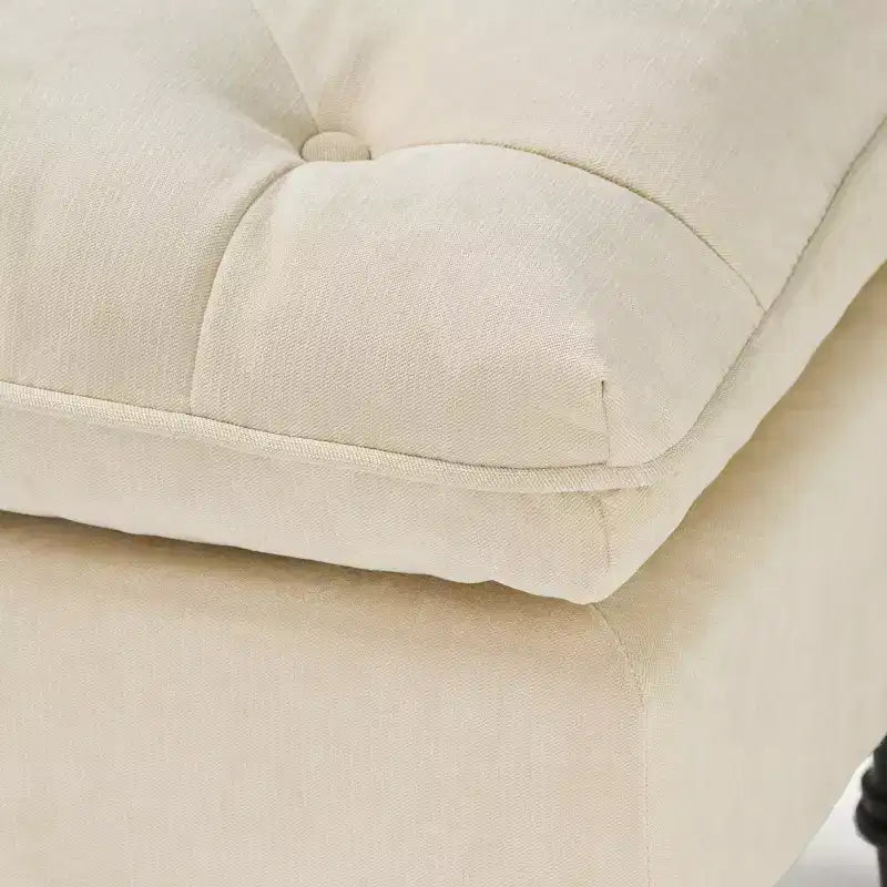 Ottoman contemporain en tissu capitonné avec coussin supérieur intégré