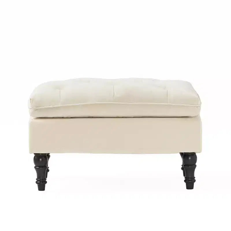 Ottoman contemporain en tissu capitonné avec coussin supérieur intégré