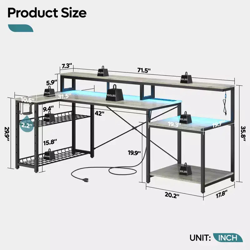 Bureau de jeu à LED