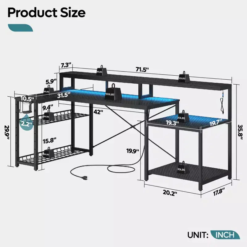 Bureau de jeu à LED