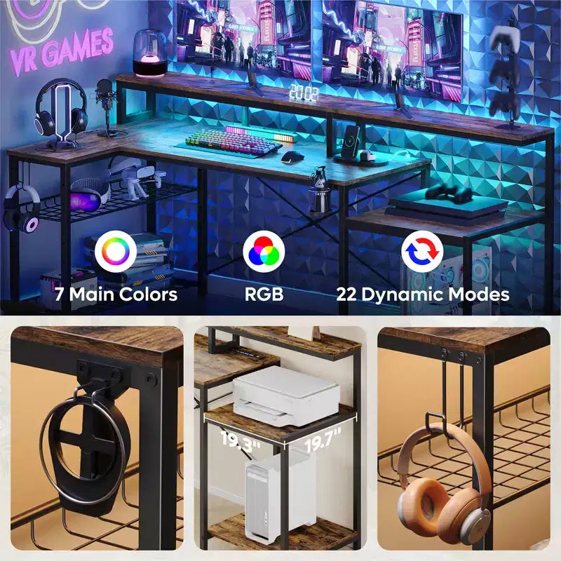 Bureau de jeu à LED