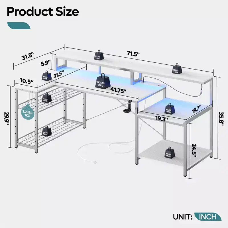 Bureau de jeu à LED