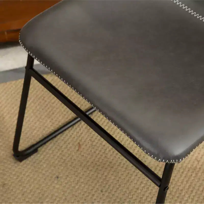 Chaises de salle à manger vintage en cuir gris antique