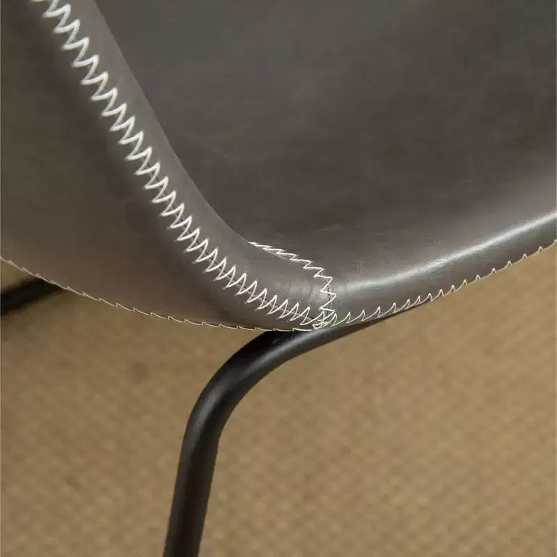 Chaises de salle à manger vintage en cuir gris antique