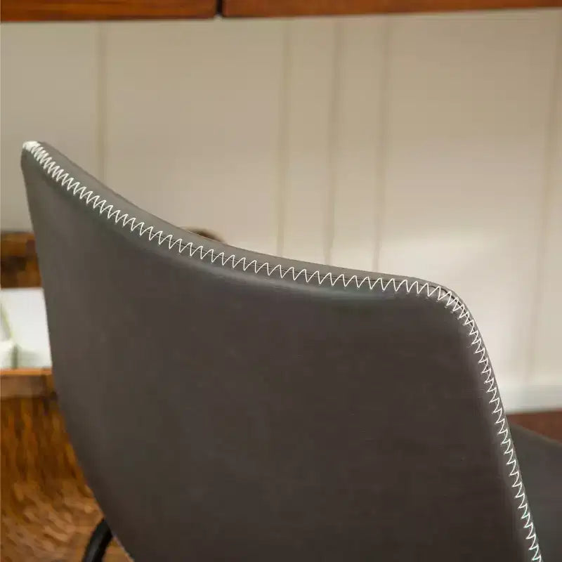 Chaises de salle à manger vintage en cuir gris antique