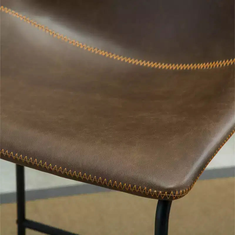 Tabourets de comptoir en cuir vintage