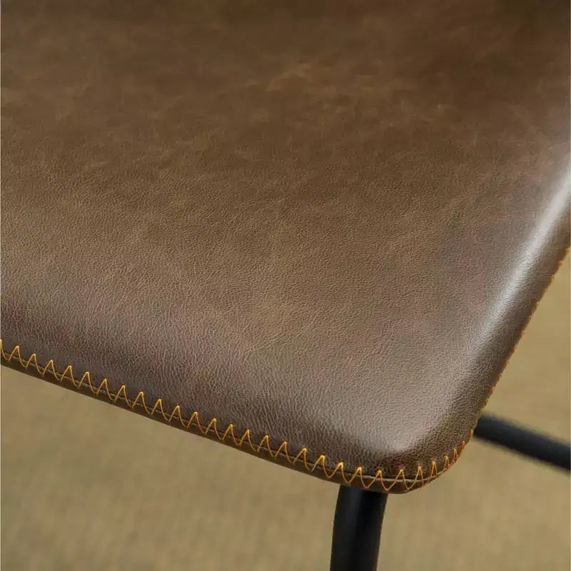 Tabourets de comptoir en cuir vintage